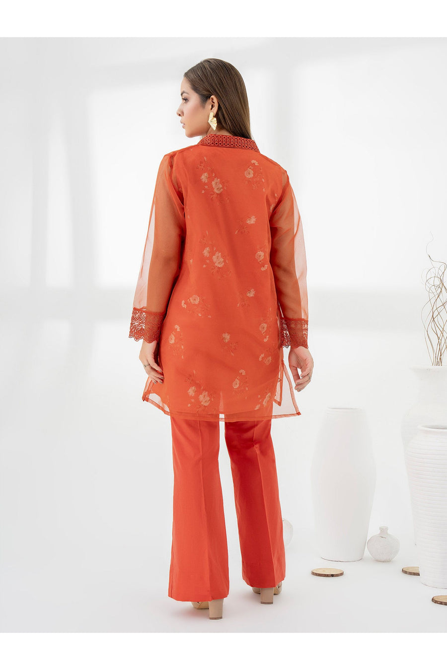 Stylish Embroidered Organza Suit Set