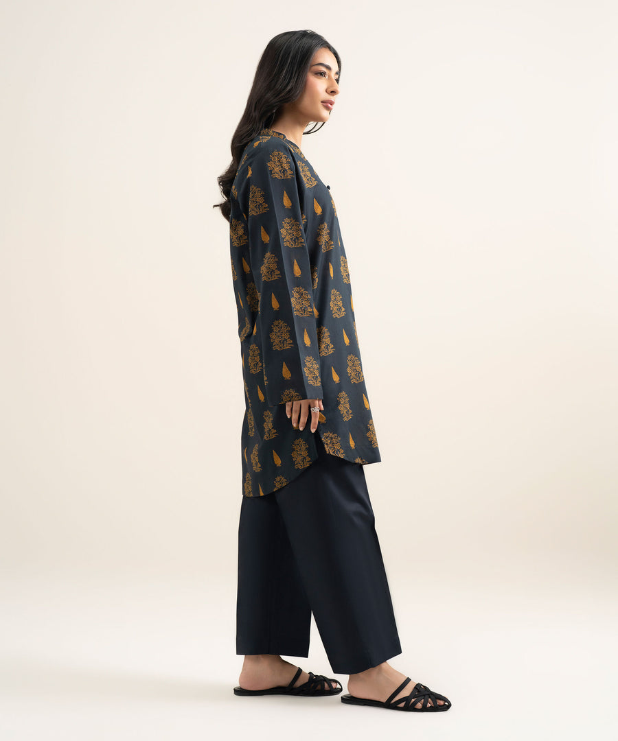Printed Lawn Shirt - Black