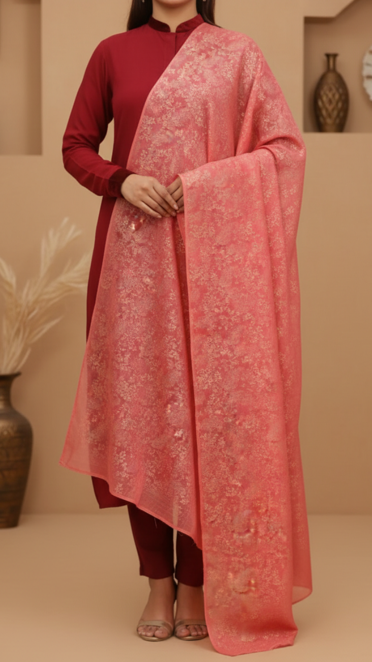Coral Cotton Dupatta | Formal