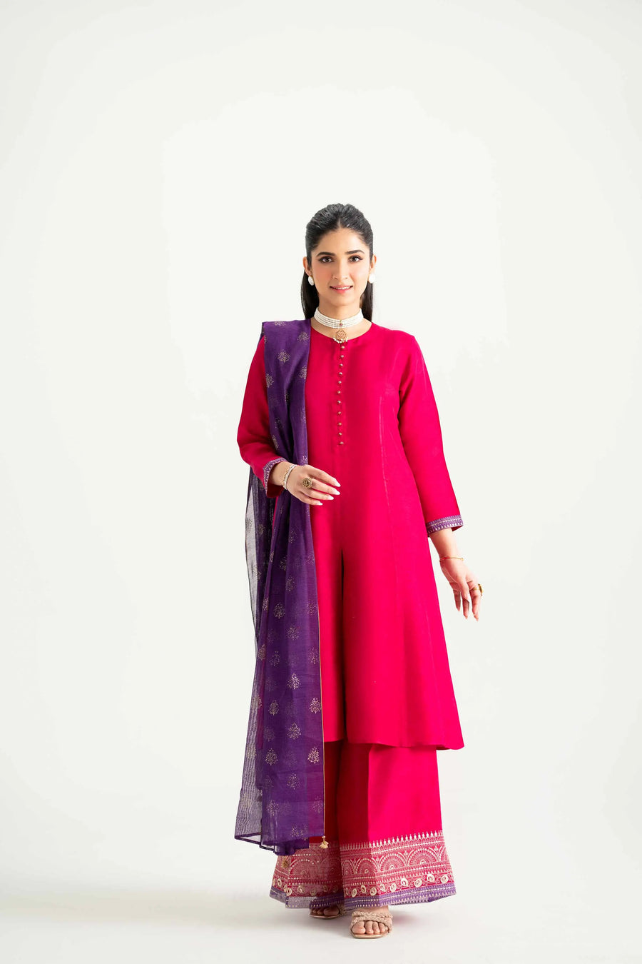 Stylish 3 Piece Embroidered Suit Set