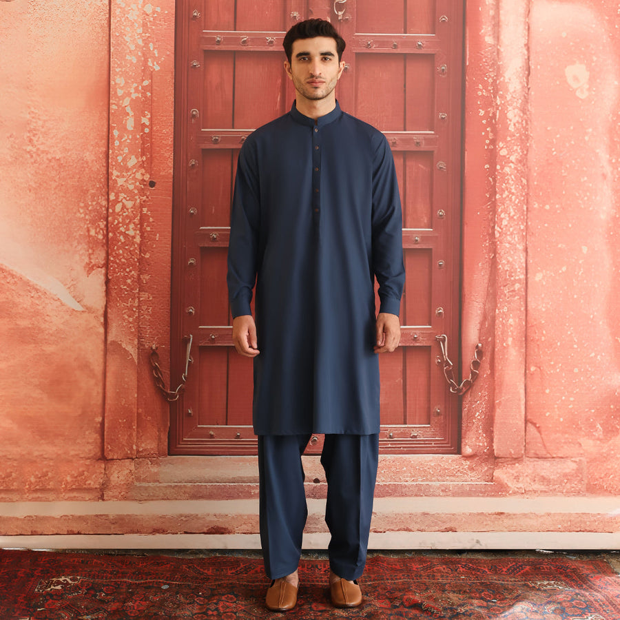 Poly Viscose Blue Wing Teal Classic Fit Suit - Pehnaawaa