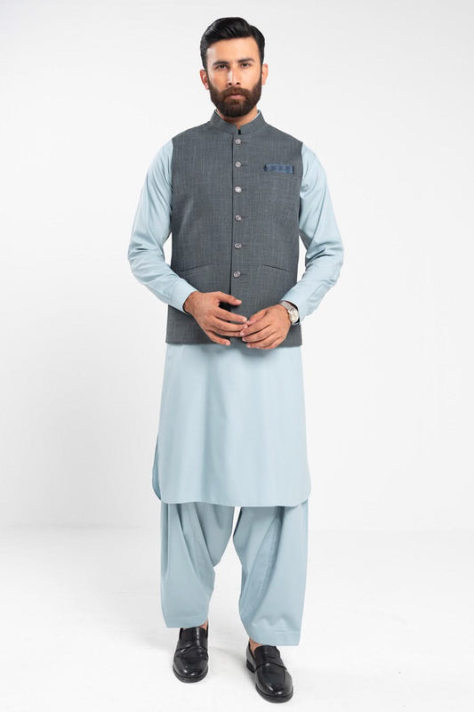 Slate Grey Cashmere 3-Piece Suit | Silk Inlay Waistcoat