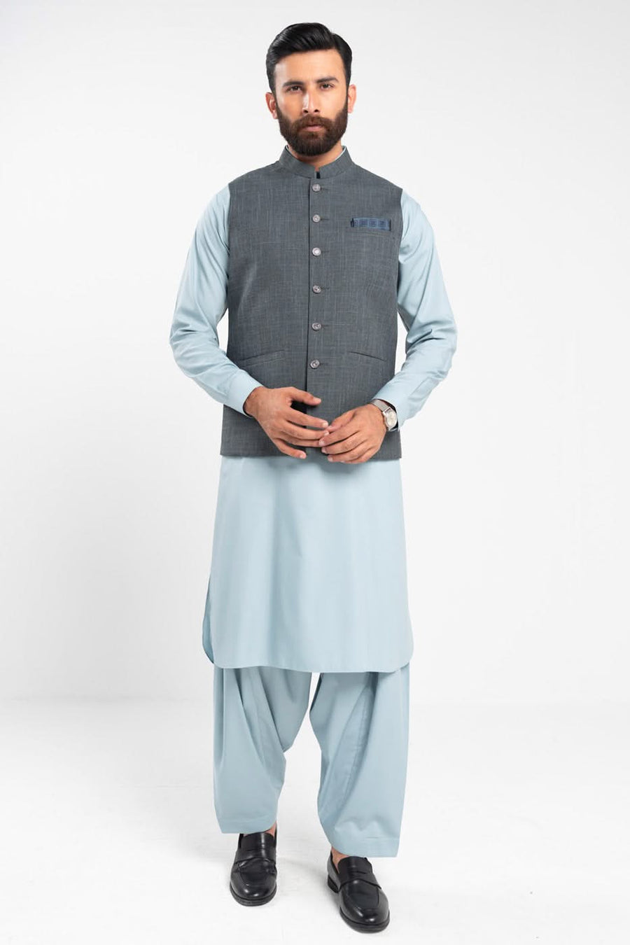 Slate Grey Cashmere 3-Piece Suit | Silk Inlay Waistcoat