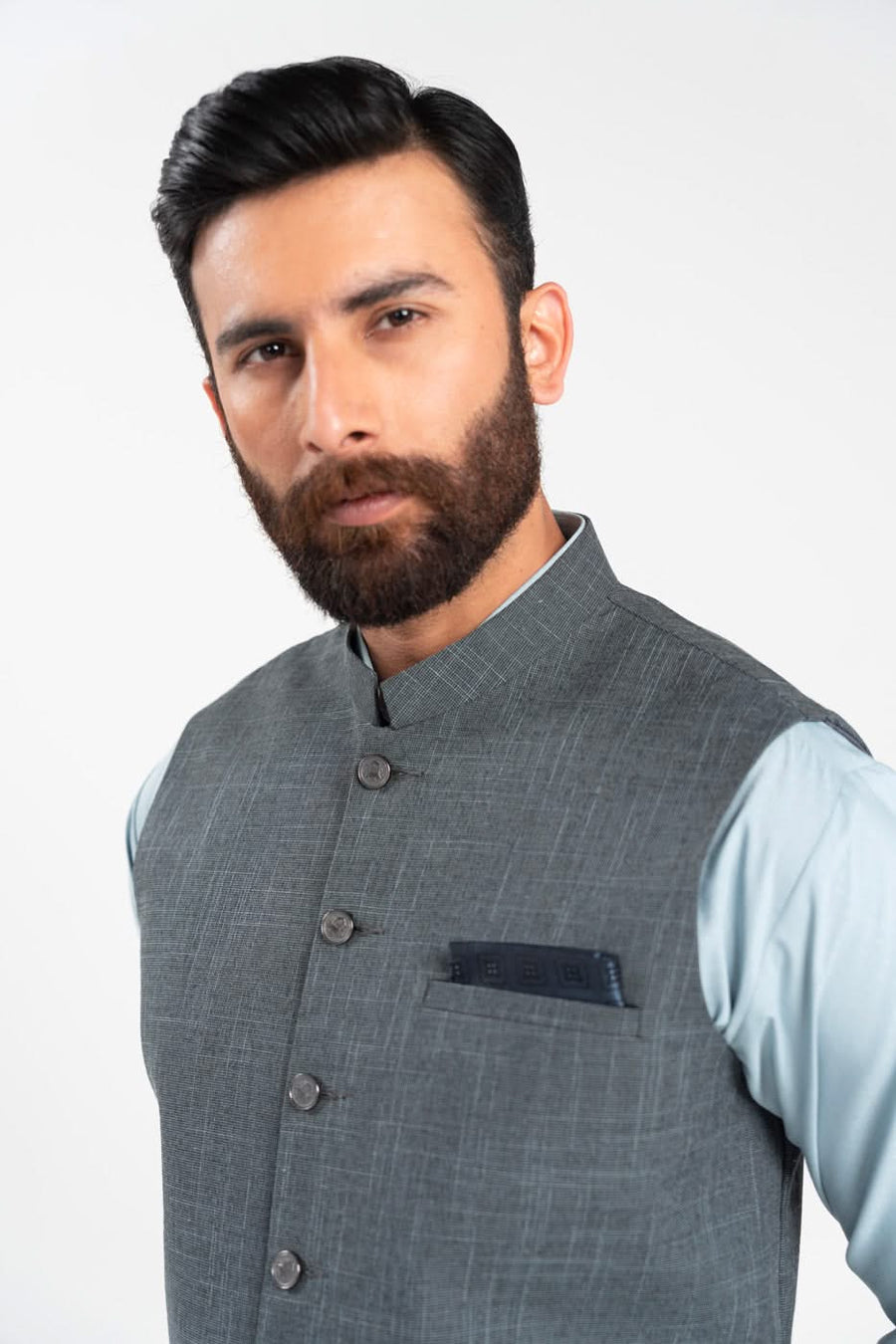 Slate Grey Cashmere 3-Piece Suit | Silk Inlay Waistcoat