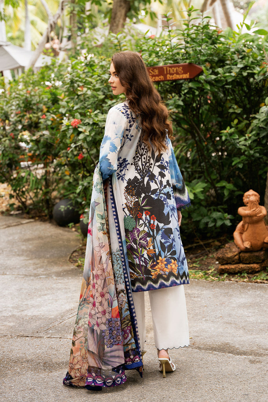 Ice Bloom Embroidered Lawn 3-Piece Suit with Printed Chiffon Dupatta - Pehnaawaa