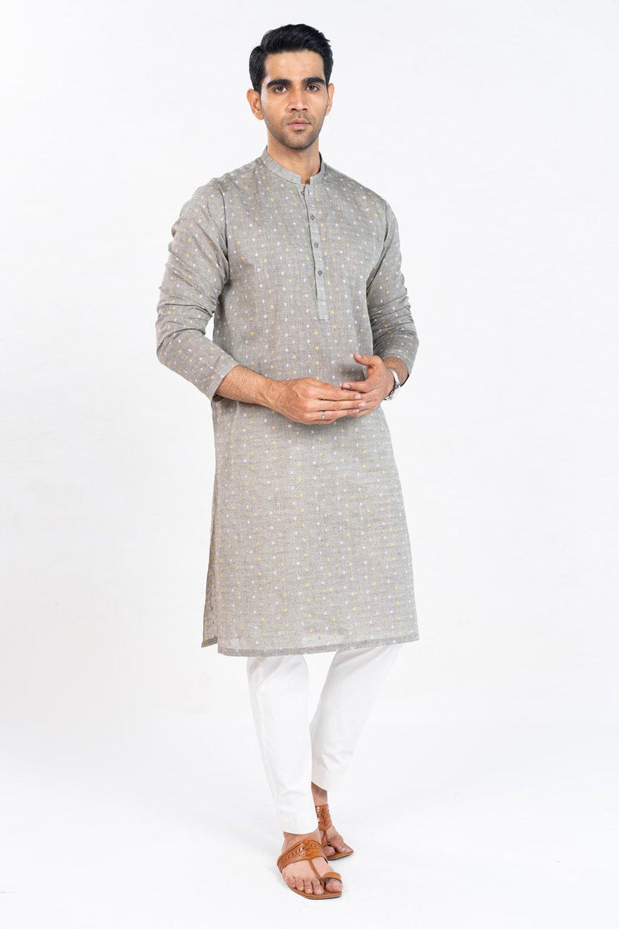 Silk-Blend Kurta Bend Collar Pure Luxury