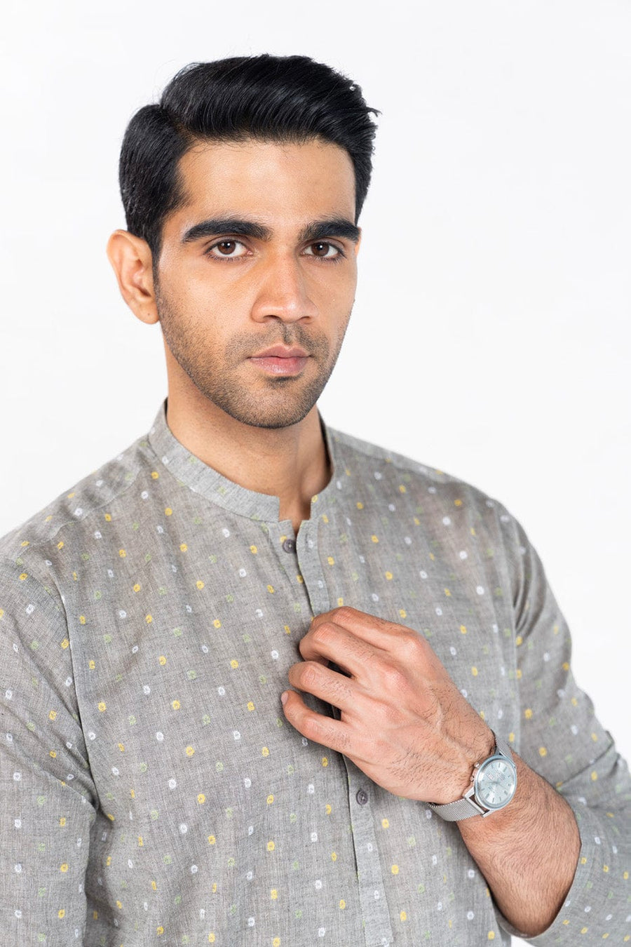 Silk-Blend Kurta Bend Collar Pure Luxury