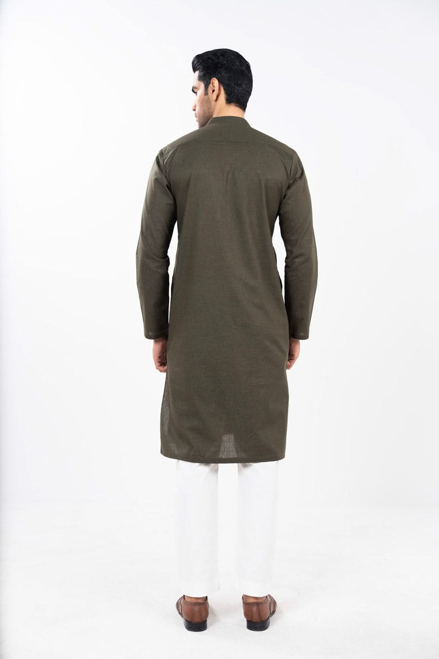 Sage Karandi 2-Piece Kurta | Band Collar Minimalist Cut