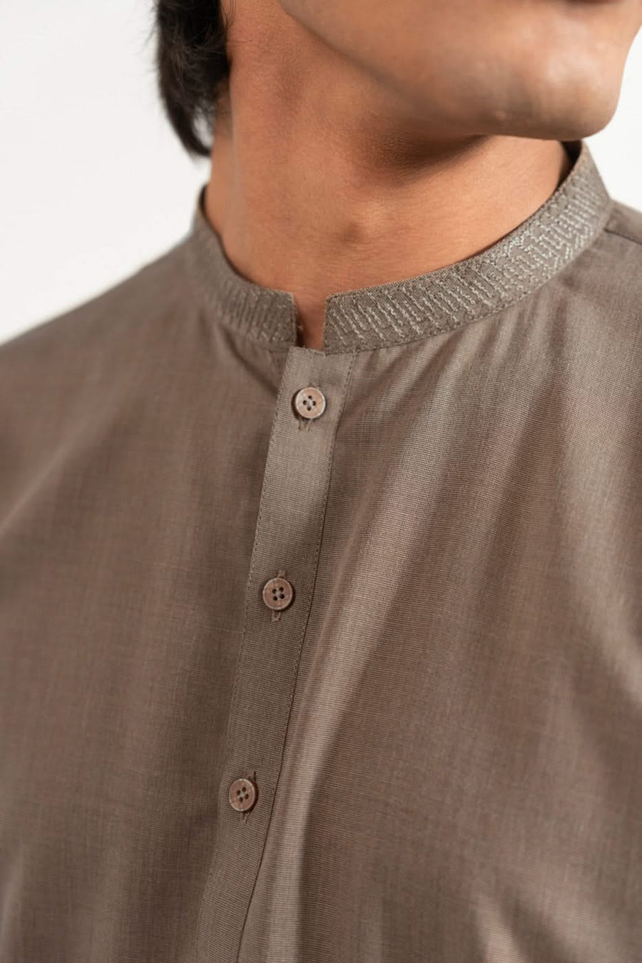 Silk Blend India Kurta Embroidered Band Collar - Pehnaawaa