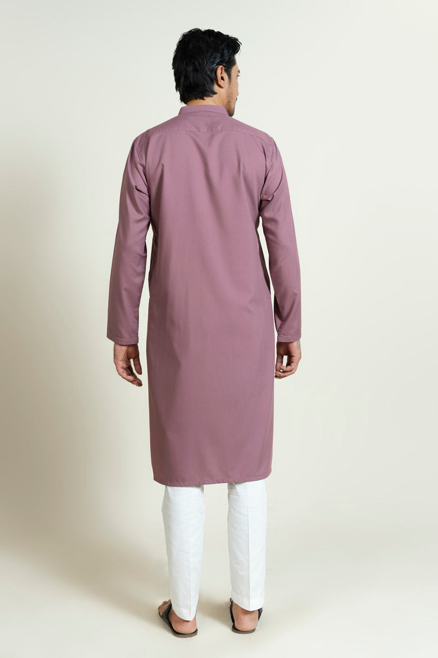 Dusty Rose Silk Kurta | Classic Band Collar 2-Piece