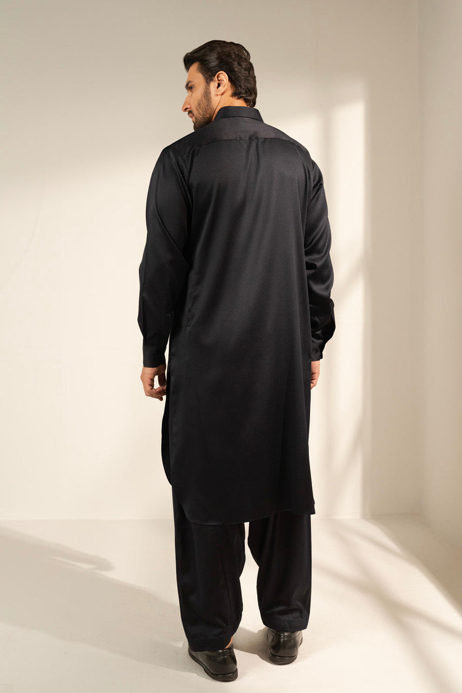 Midnight Silk Blend 2-Piece kurta-shalwar | Shirt Collar