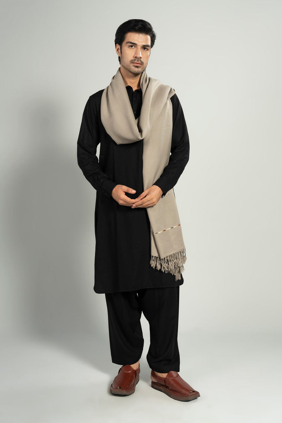 Ivory Cotton 3-Piece Kurta Set | Band Collar