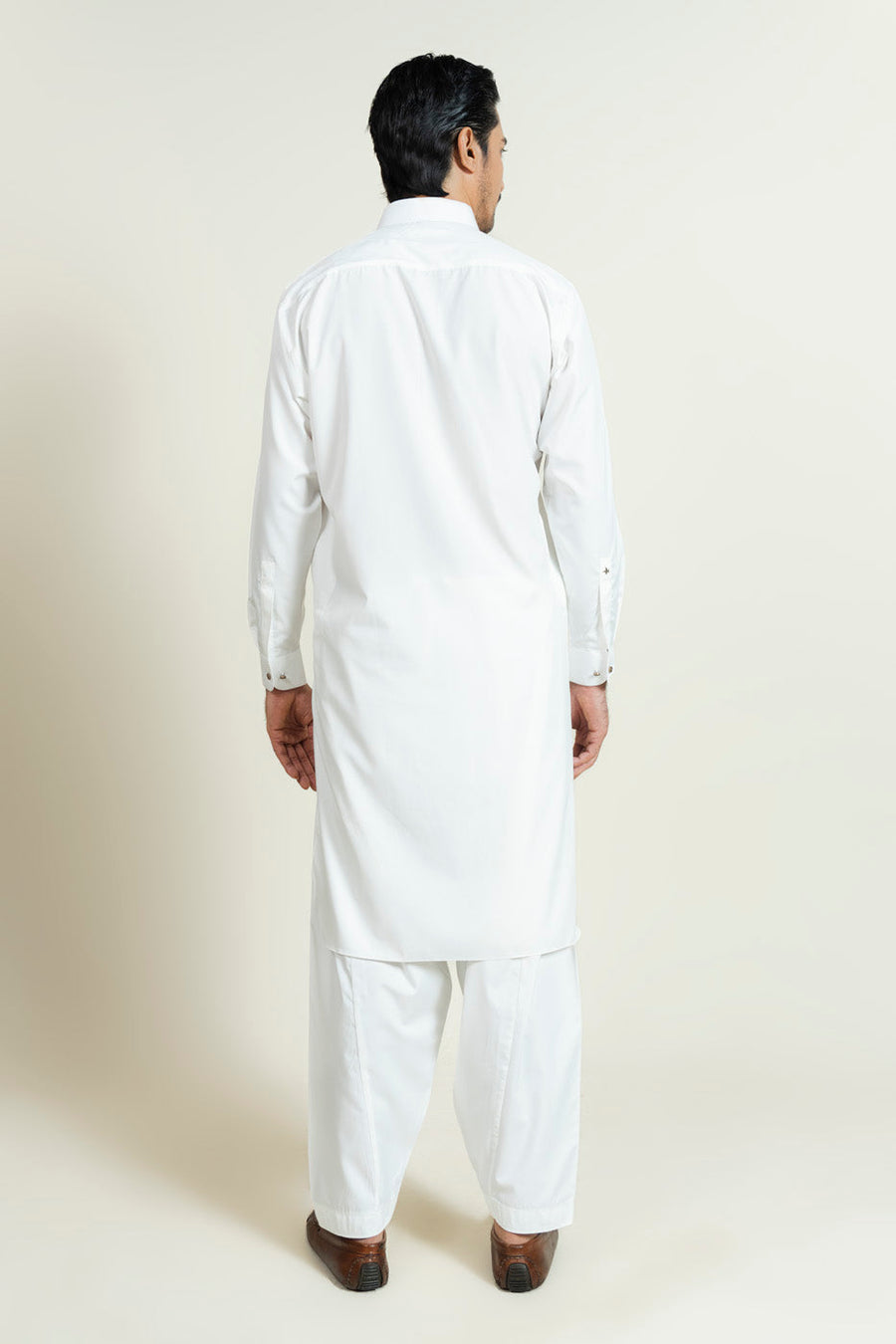 Off-White Cotton 2-Piece Kurta Set | Classic Collar