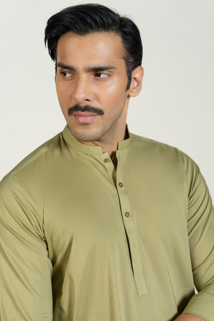 Sage Cotton 2-Piece Kurta Set | Band Collar Minimalist