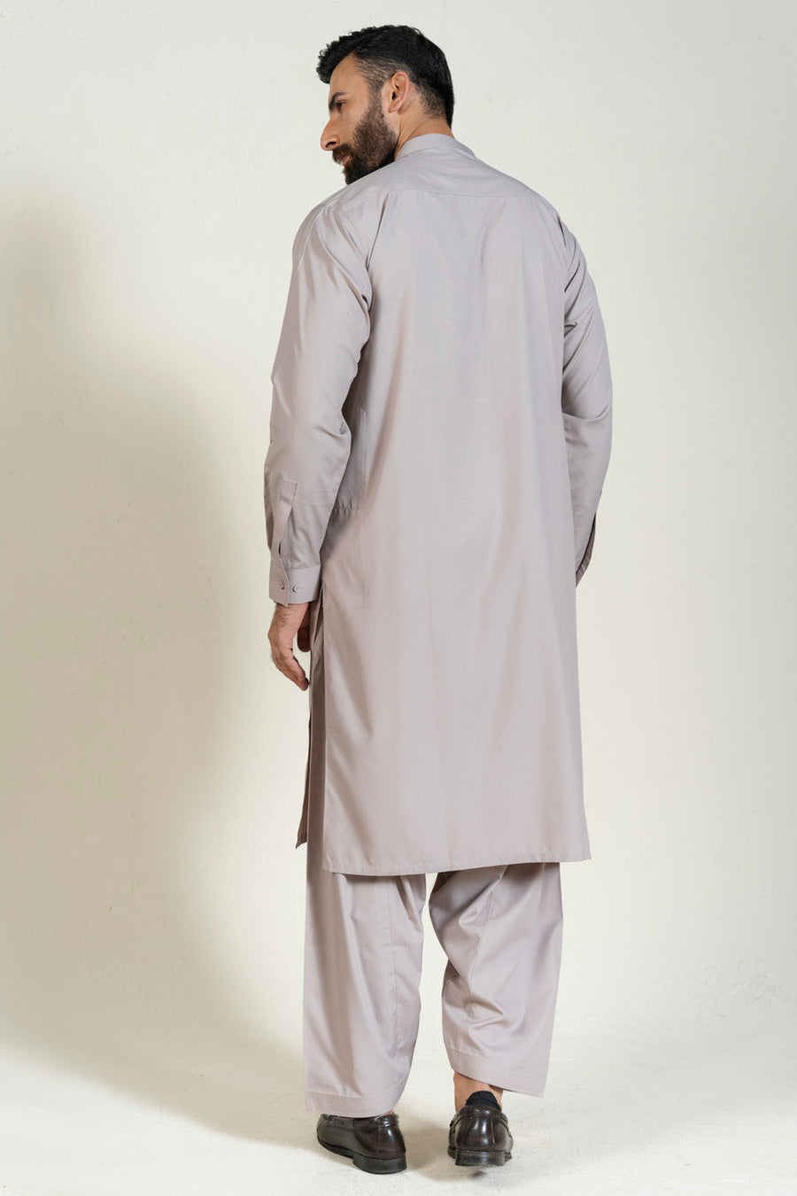 Taupe Egyptian Cotton 2-Piece Kurta | Minimalist Collar