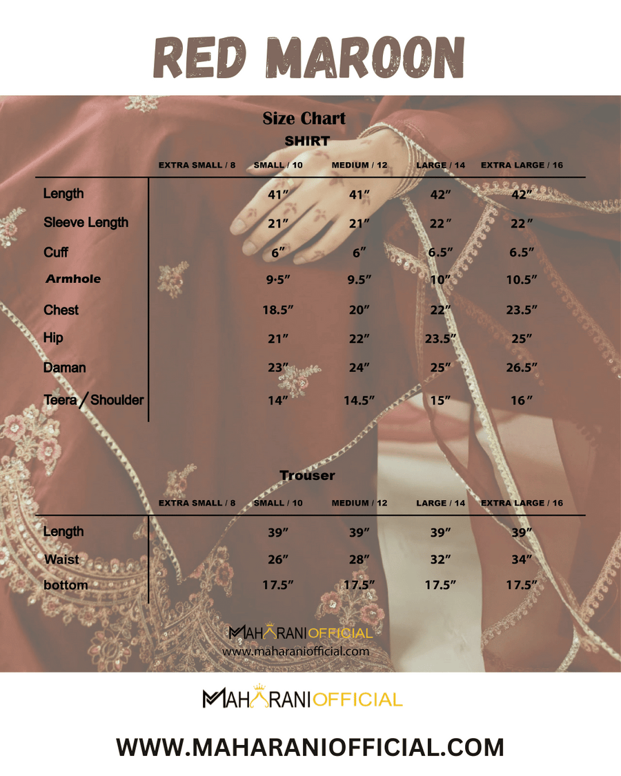 Red Maroon – Elegant Embroidered Suit for Women