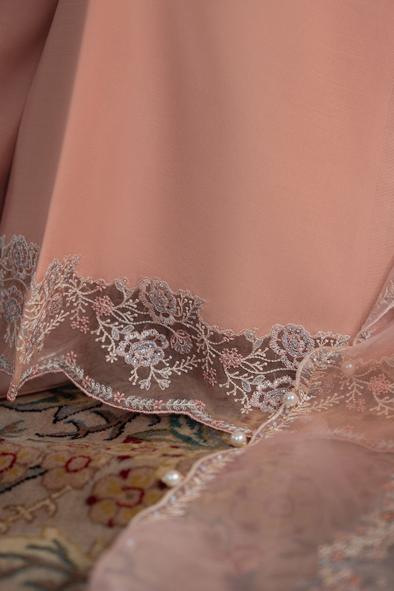 CORAL BLOOM-4PC ORGANZA EMBROIDERED PRET - Pehnaawaa