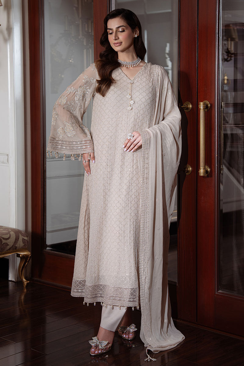 DUNE GRACE-3PC CHIFFON EMBROIDERED PRET - Pehnaawaa