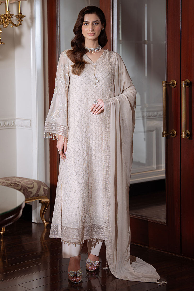 DUNE GRACE-3PC CHIFFON EMBROIDERED PRET - Pehnaawaa