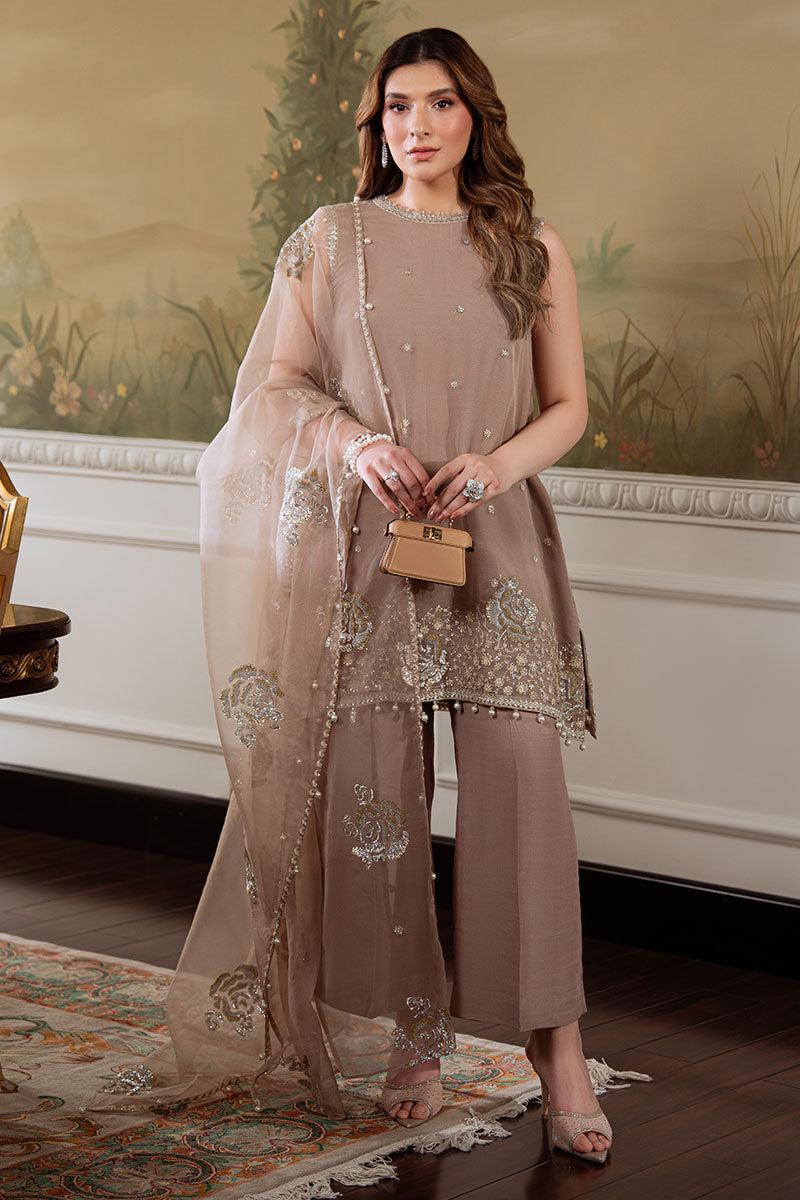 SILVER MINK-4PC ORGANZA EMBROIDERED PRET - Pehnaawaa