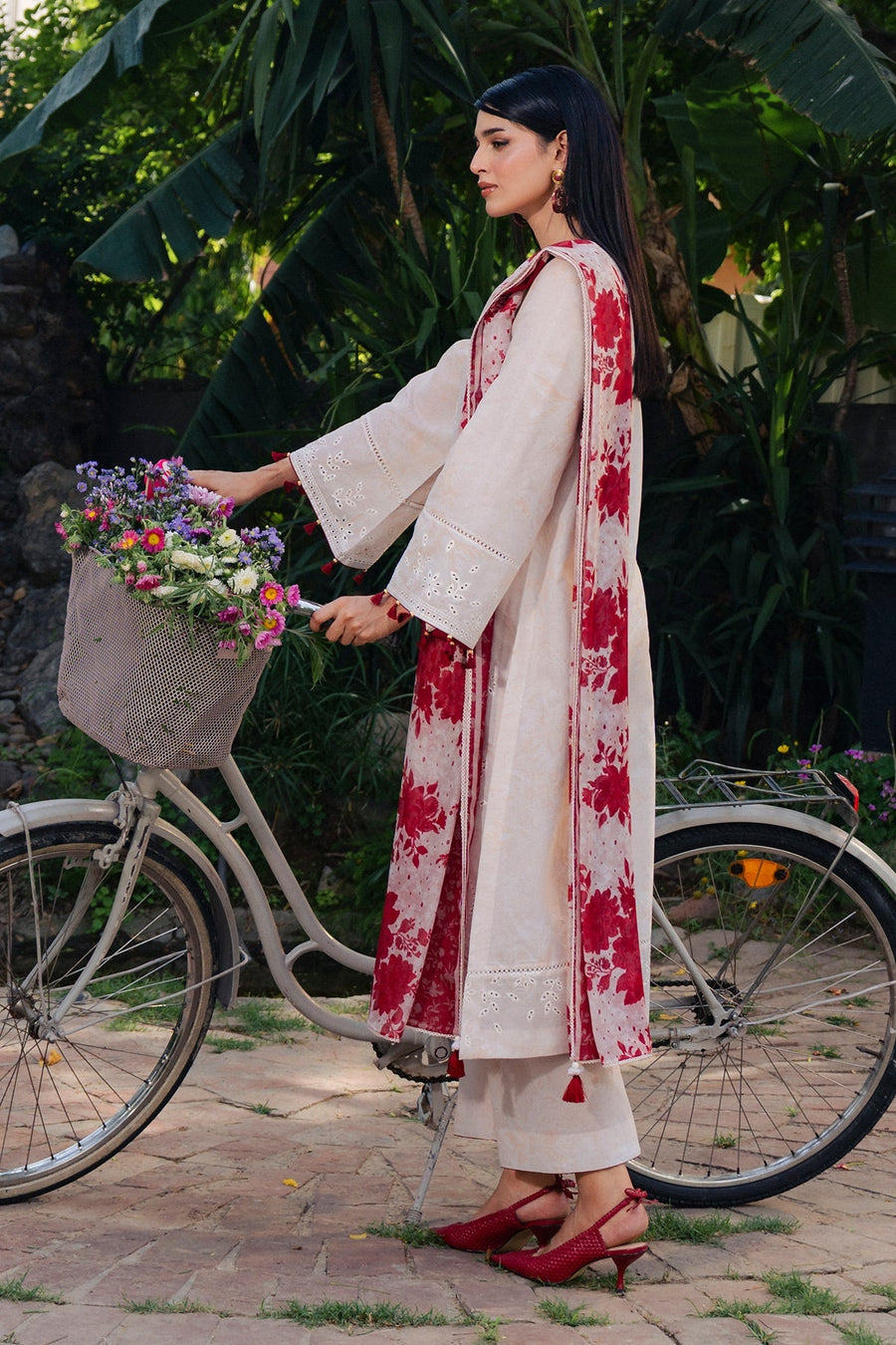 Blush Beige Embroidered Lawn Suit with Digital Printed Chiffon Dupatta