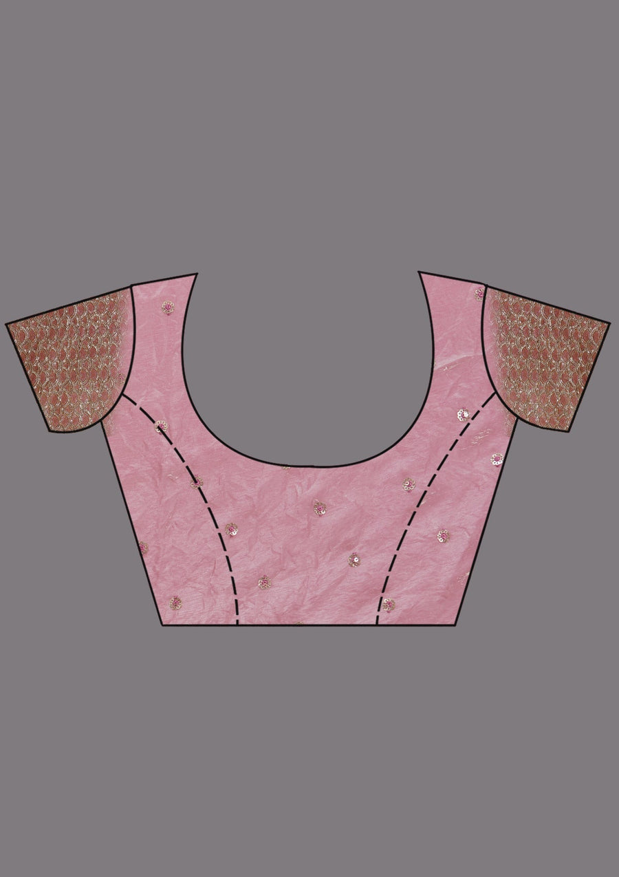 Onion Pink Sequins Organza Saree - Pehnaawaa