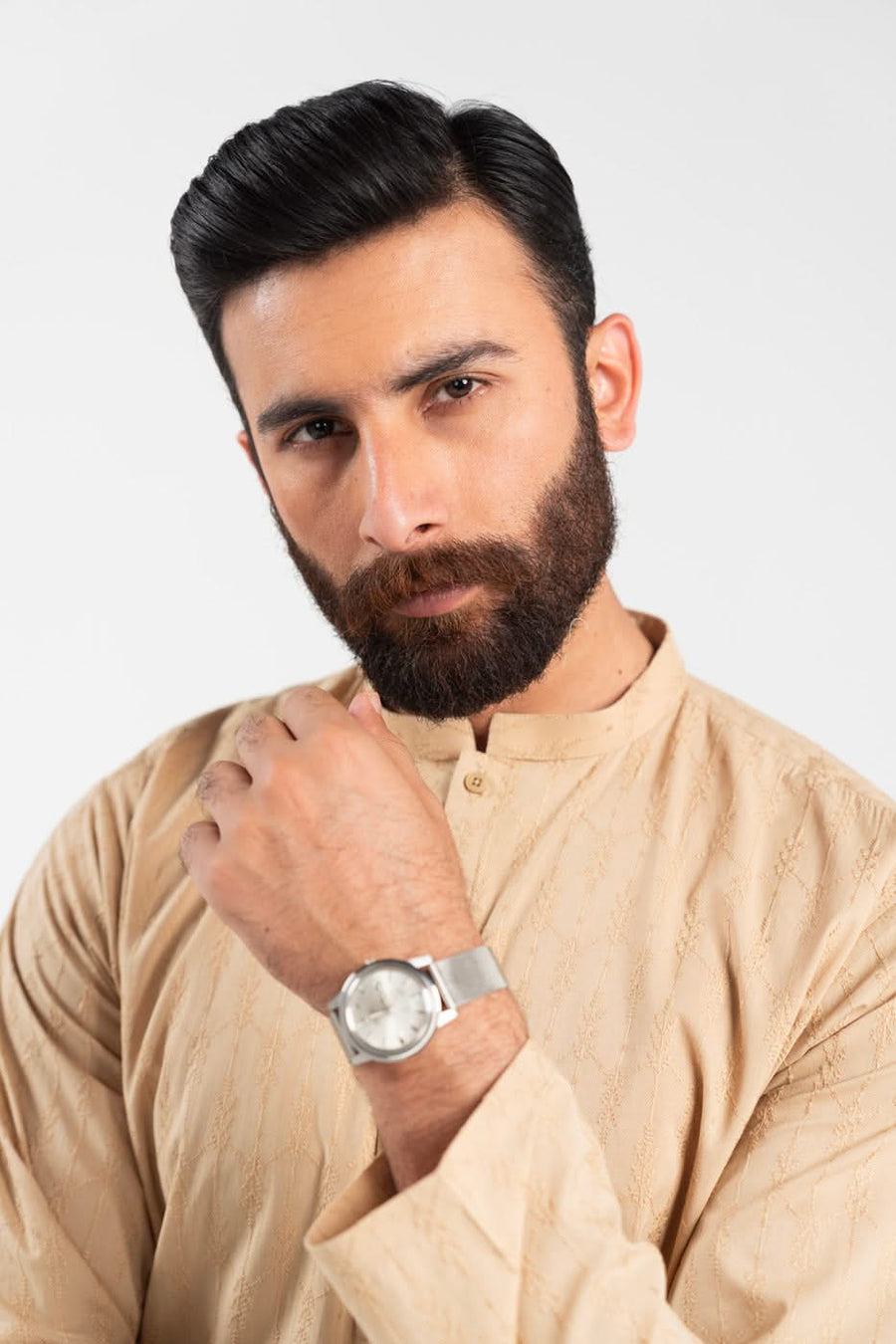 Cream Organic Cotton 1-Piece Kurta | Mandarin Band Collar