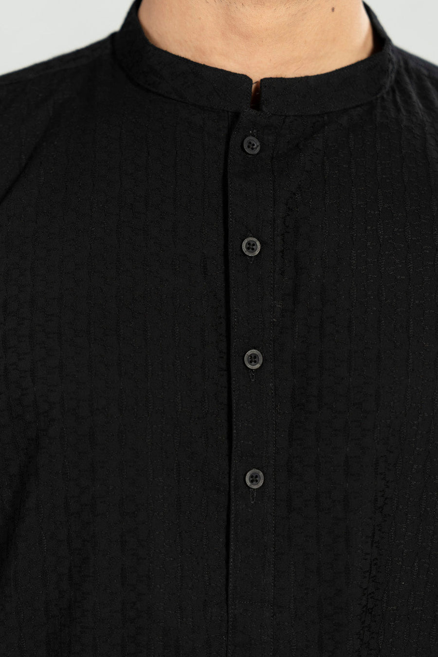 Midnight Blended Fabric 2-Piece Kurta | Band Collar