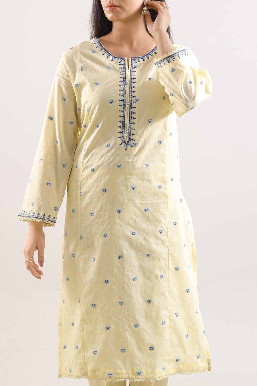Embroidered Jacquard Cotton Stitched Shirt