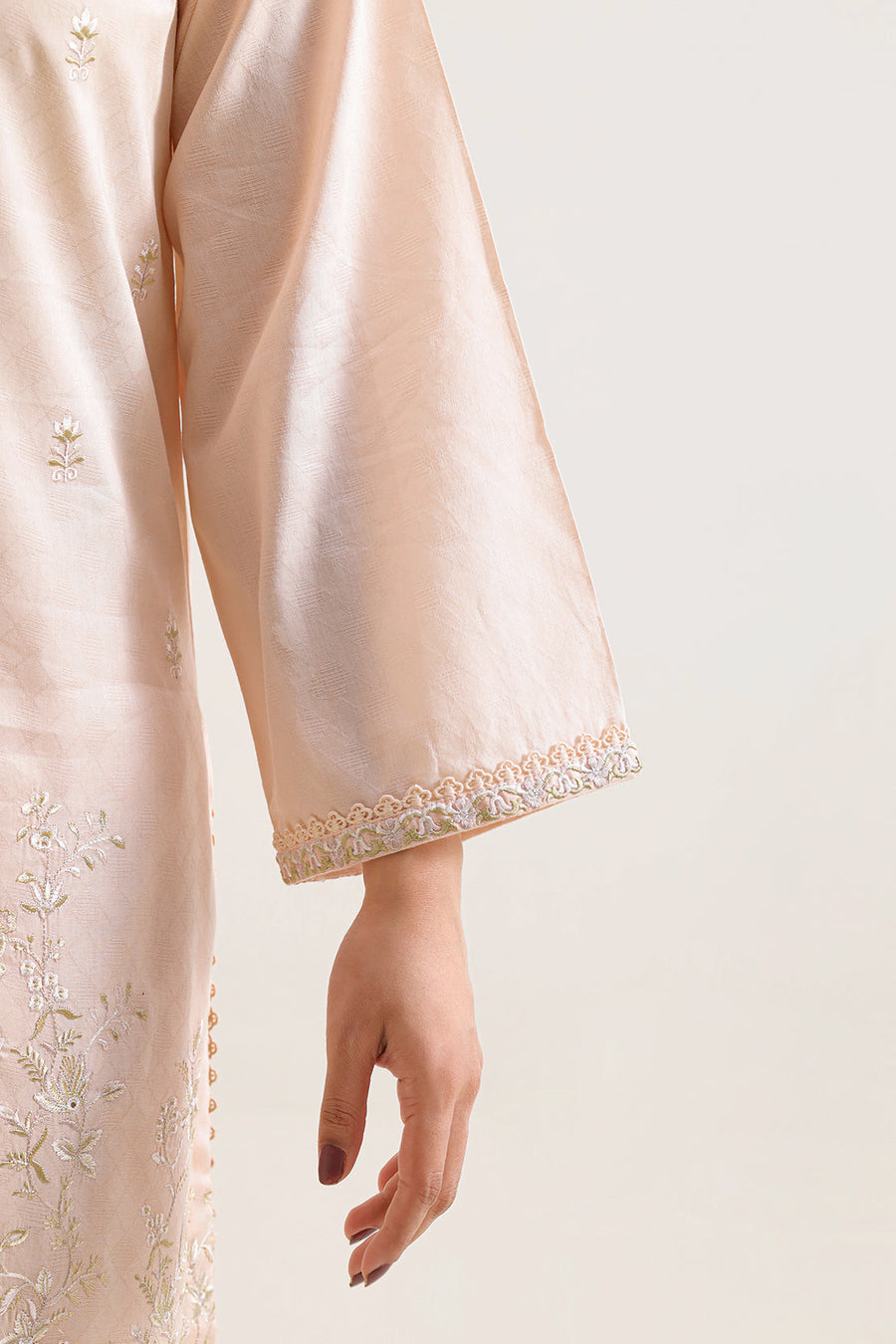 Embroidered Cotton Jacquard Stitched 2 Piece (Shirt/Trouser)