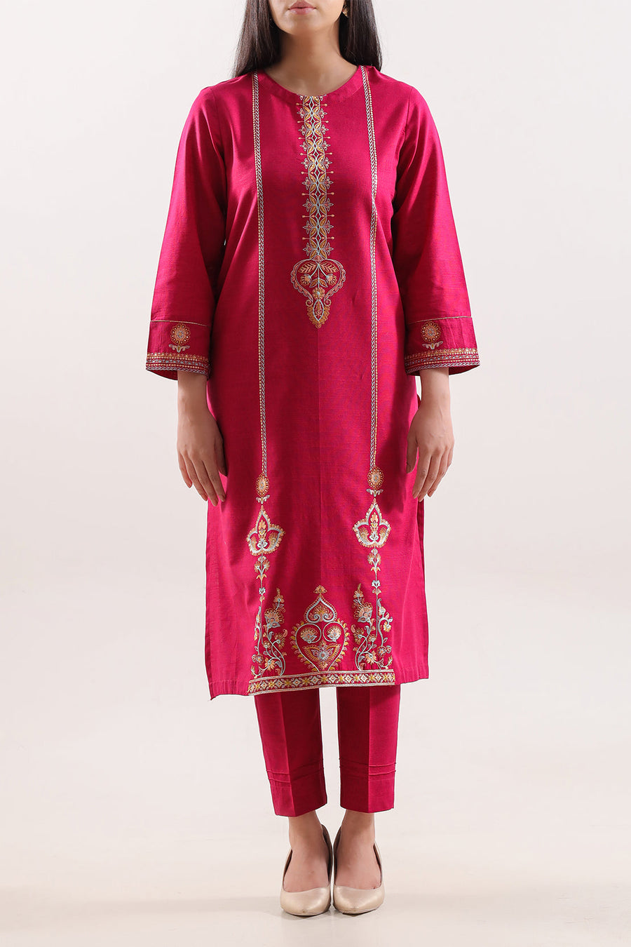 Solid Embroidered Khaddar Stitched 2 Piece (Shirt/Trouser) - Pehnaawaa