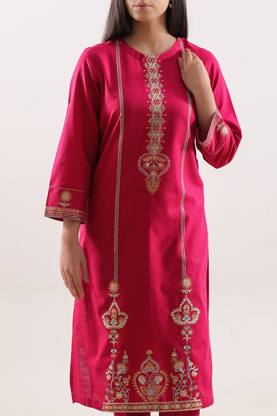 Solid Embroidered Khaddar Stitched 2 Piece (Shirt/Trouser) - Pehnaawaa
