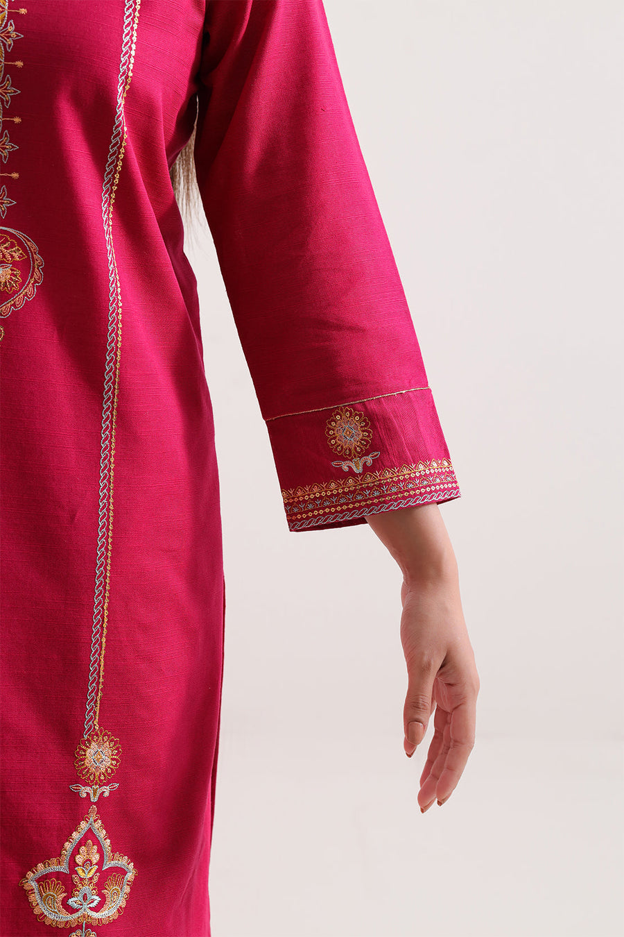 Solid Embroidered Khaddar Stitched 2 Piece (Shirt/Trouser) - Pehnaawaa