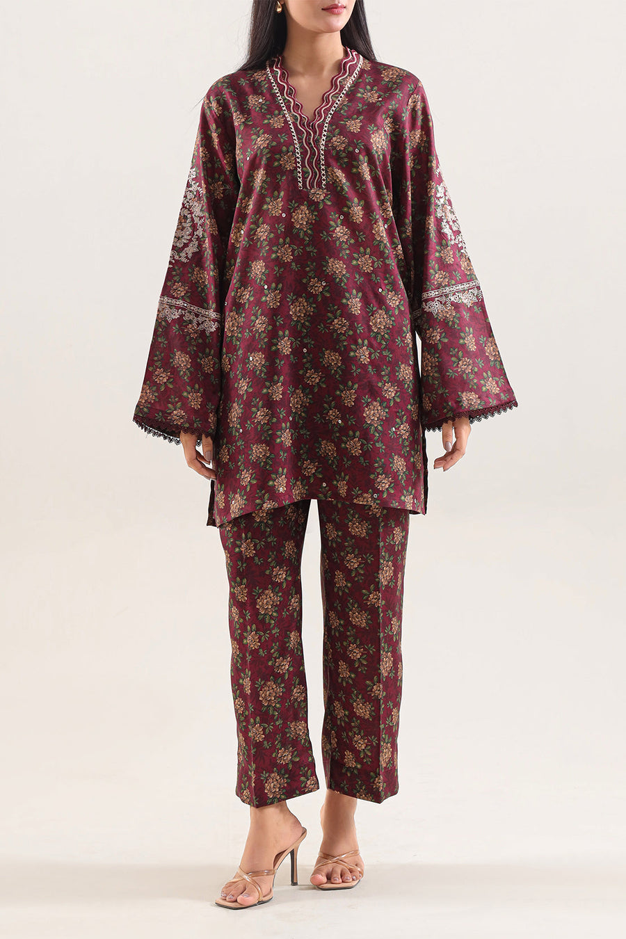 Printed Embroidered Arabic Lawn Stitched 2 Piece (Shirt/Trouser) - Pehnaawaa