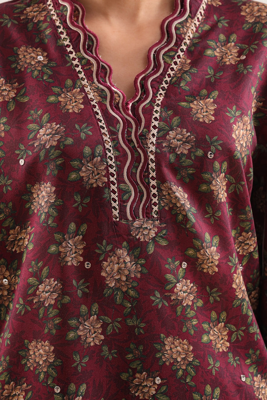 Printed Embroidered Arabic Lawn Stitched 2 Piece (Shirt/Trouser) - Pehnaawaa