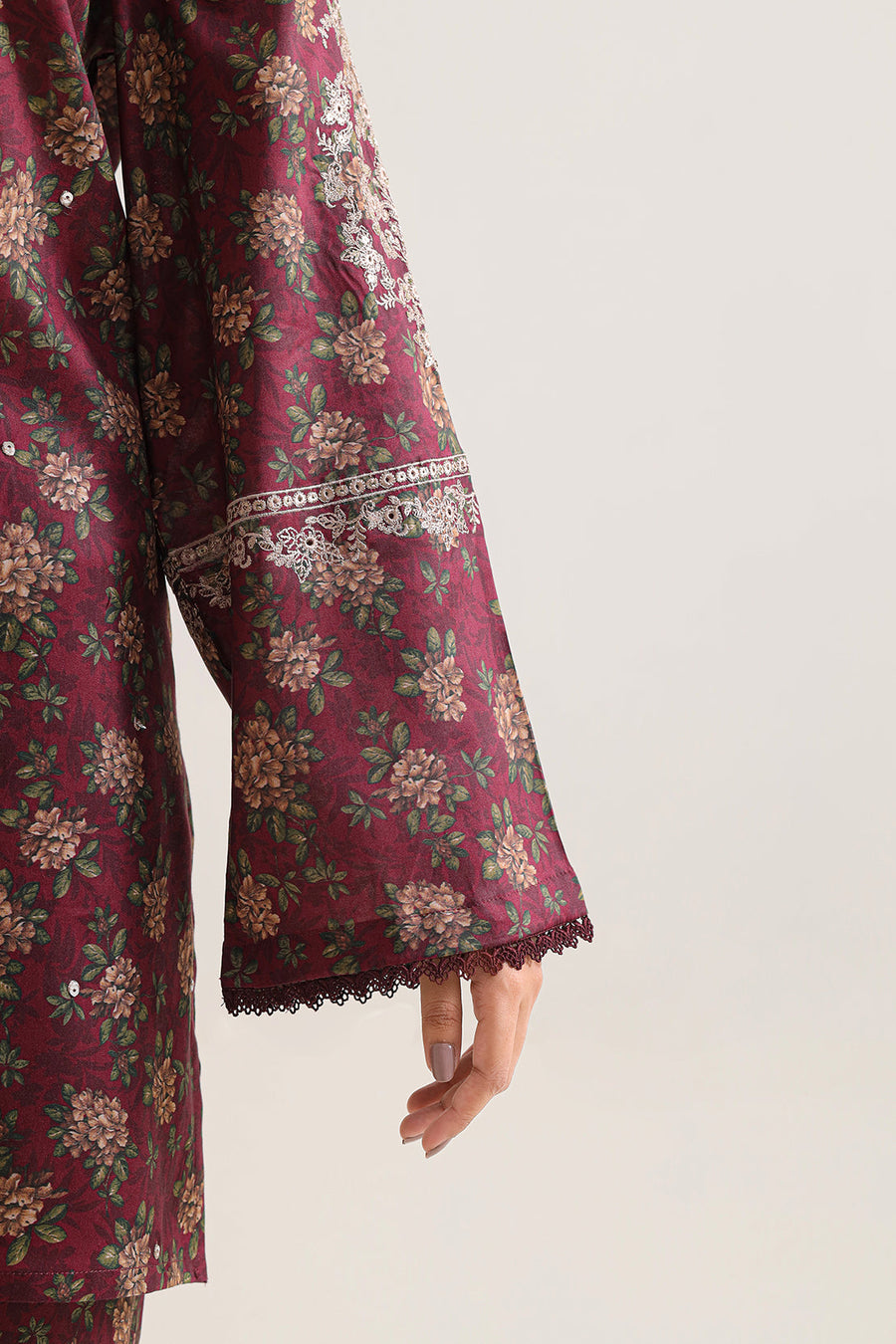 Printed Embroidered Arabic Lawn Stitched 2 Piece (Shirt/Trouser) - Pehnaawaa
