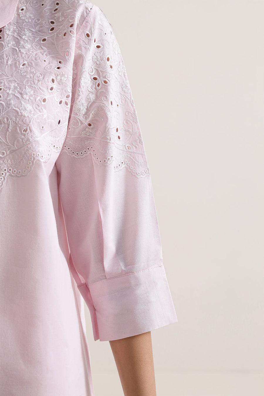 Solid Embroidered Poplin Stitched 2 piece (Shirt/Trouser) - Pehnaawaa