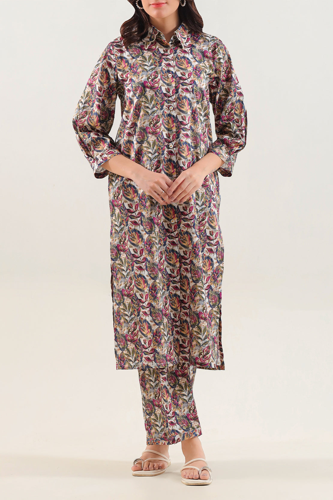 Printed Embroidered Strip Lawn Stitched 2 Piece (Shirt/Trouser)