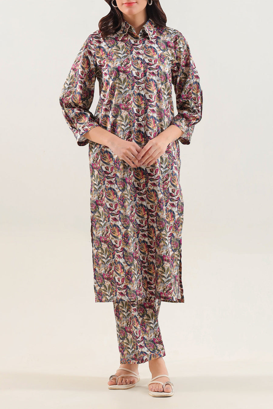 Printed Embroidered Strip Lawn Stitched 2 Piece (Shirt/Trouser) - Pehnaawaa