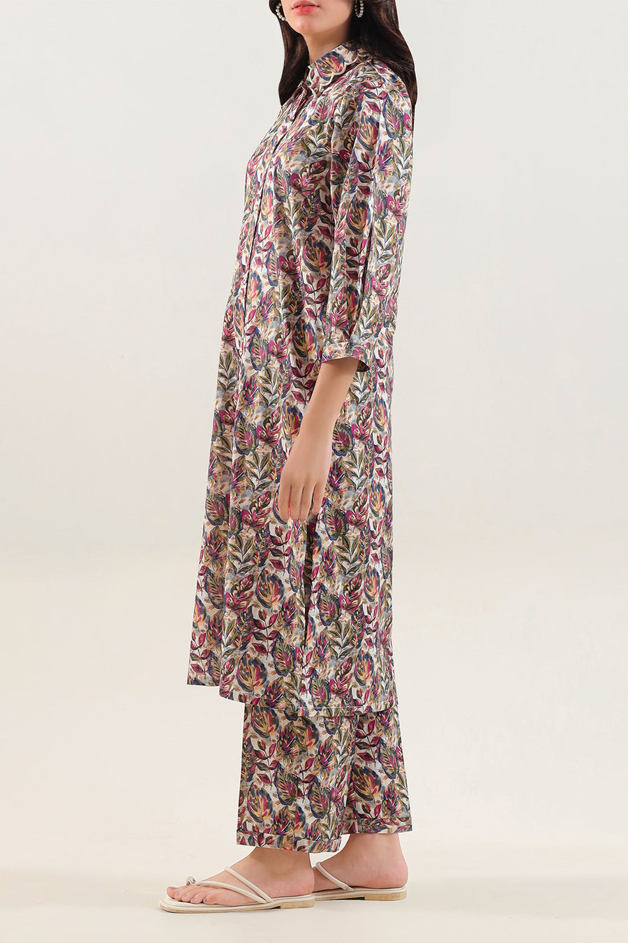 Printed Embroidered Strip Lawn Stitched 2 Piece (Shirt/Trouser) - Pehnaawaa