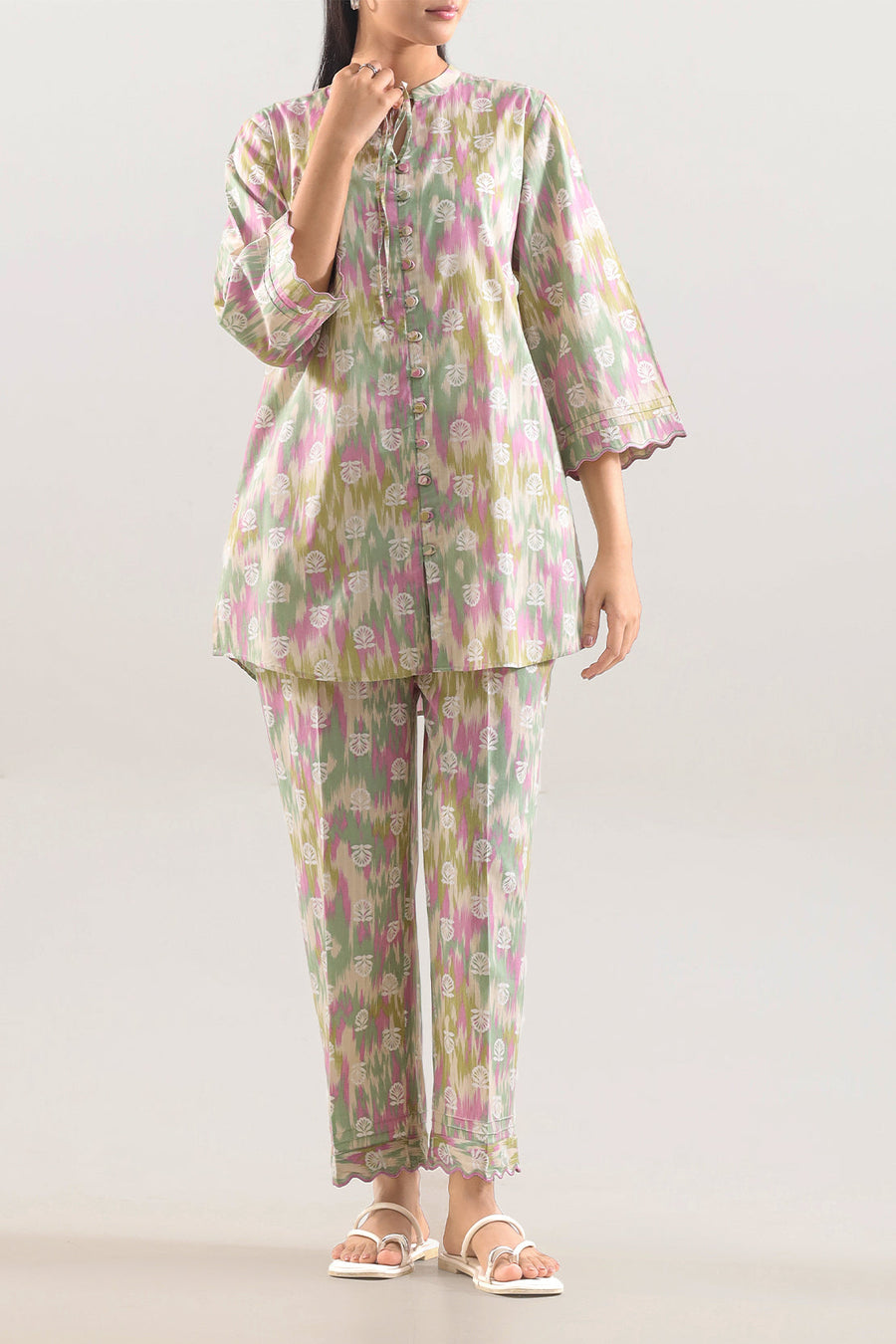 Printed Embroidered Strip Lawn Stitched 2 Piece (Shirt/Trouser) - Pehnaawaa