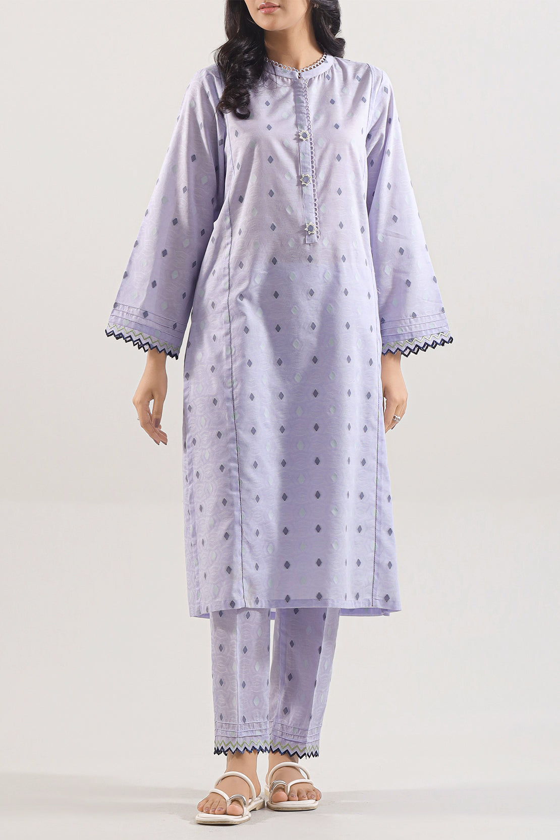 Embroidered Cotton Jacquard Stitched 2 Piece (Shirt/Trouser)
