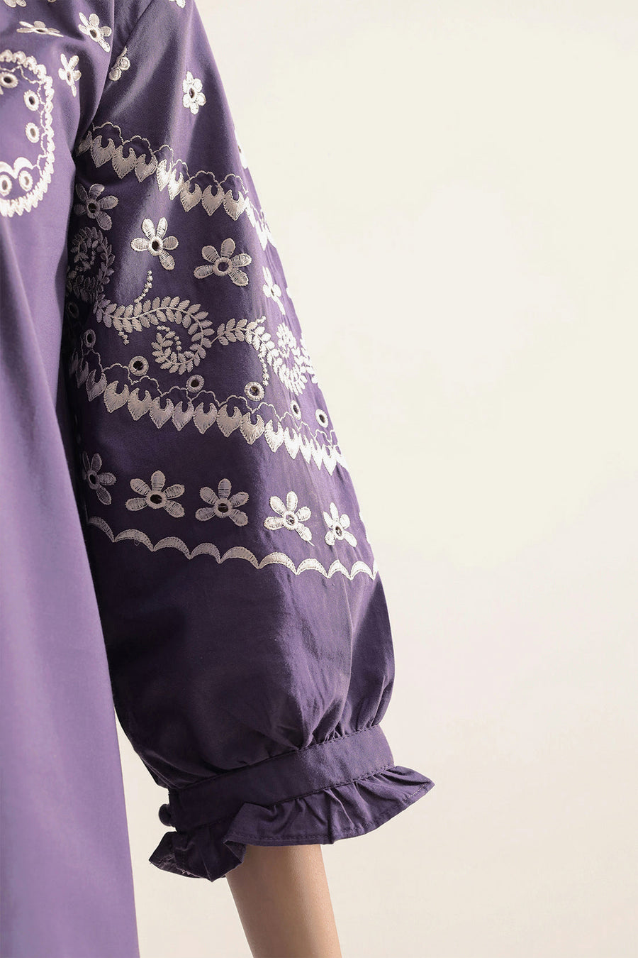 Solid Embroidered Poplin Stitched 2 piece (Shirt/Trouser) - Pehnaawaa
