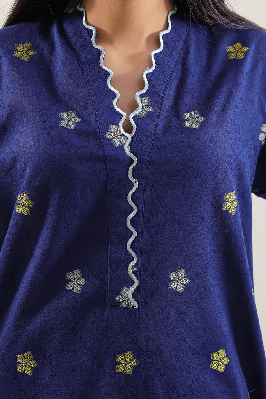 Embroidered Cotton Jacquard Stitched 2 Piece (Shirt/Trouser) - Pehnaawaa