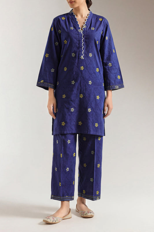 Embroidered Cotton Jacquard Stitched 2 Piece (Shirt/Trouser) - Pehnaawaa