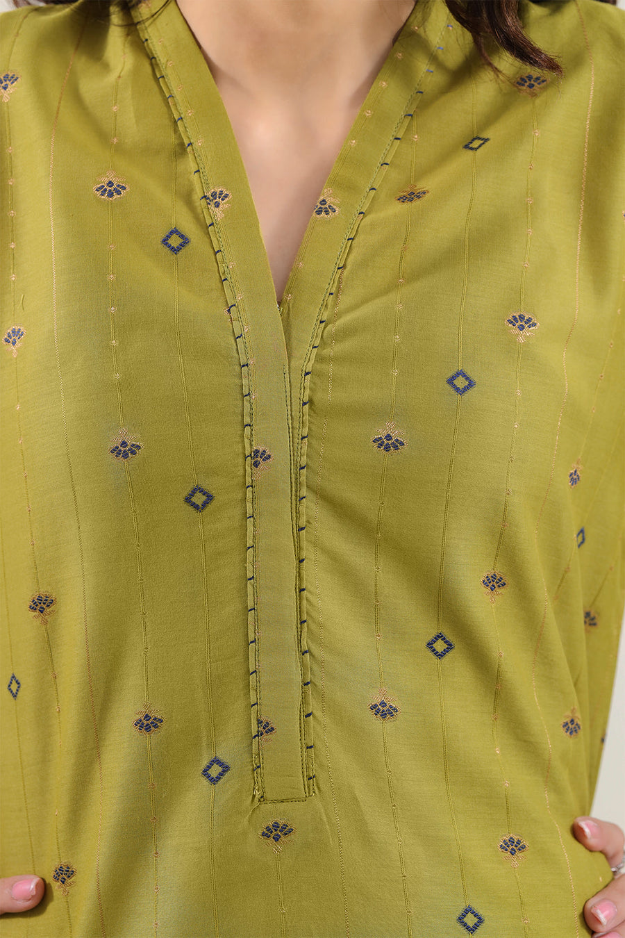 Embroidered Cotton Jacquard Stitched 2 Piece (Shirt/Trouser) - Pehnaawaa