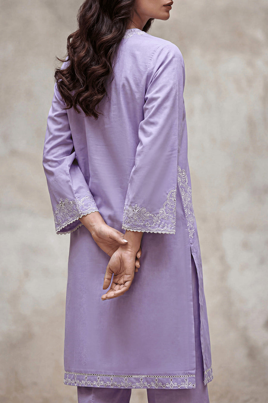 Solid Embroidered Cambric Stitched 2 Piece (Shirt/Trouser) - Pehnaawaa