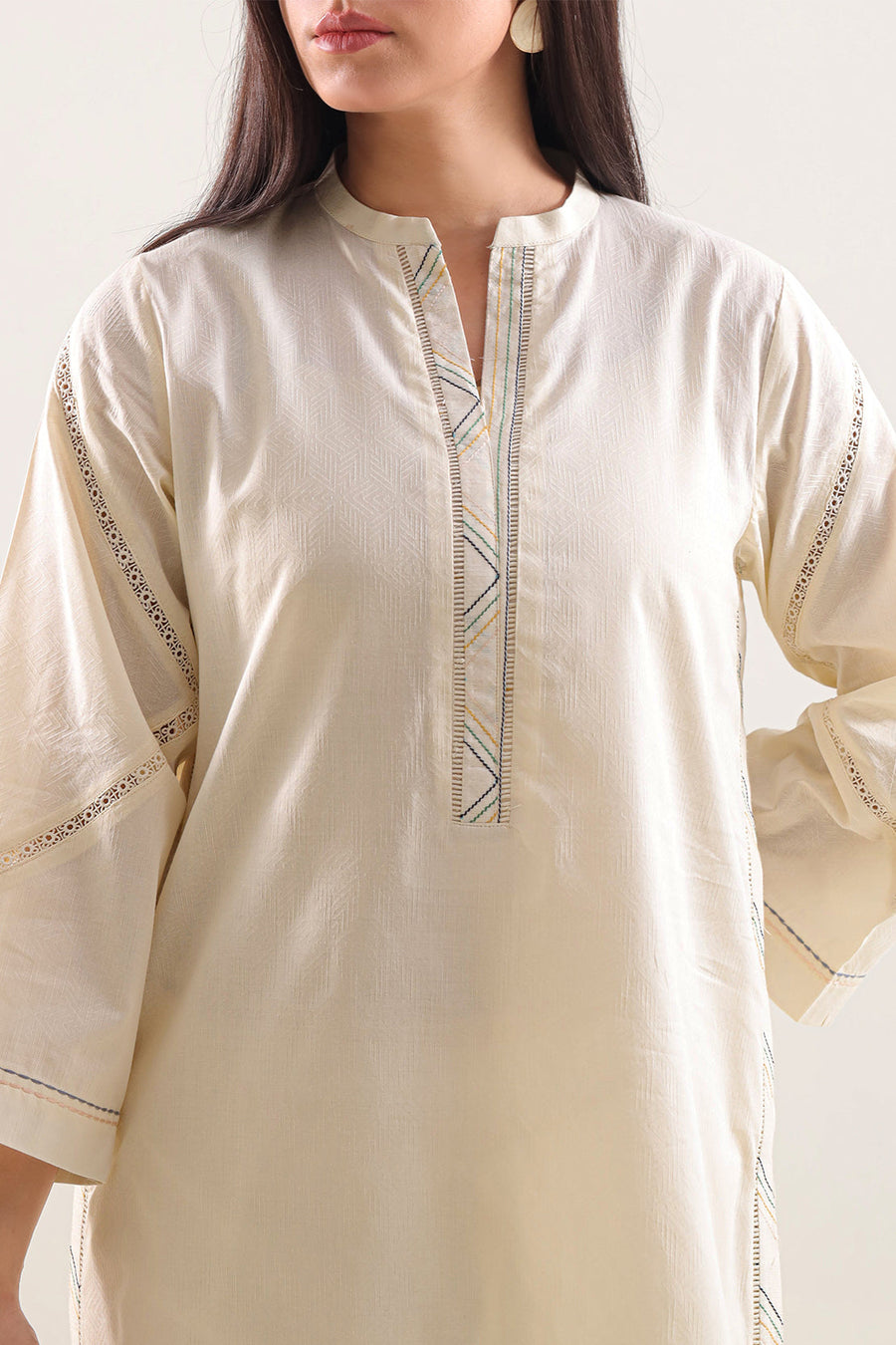 Embroidered Cotton Jacquard Stitched 2 Piece (Shirt/Trouser) - Pehnaawaa