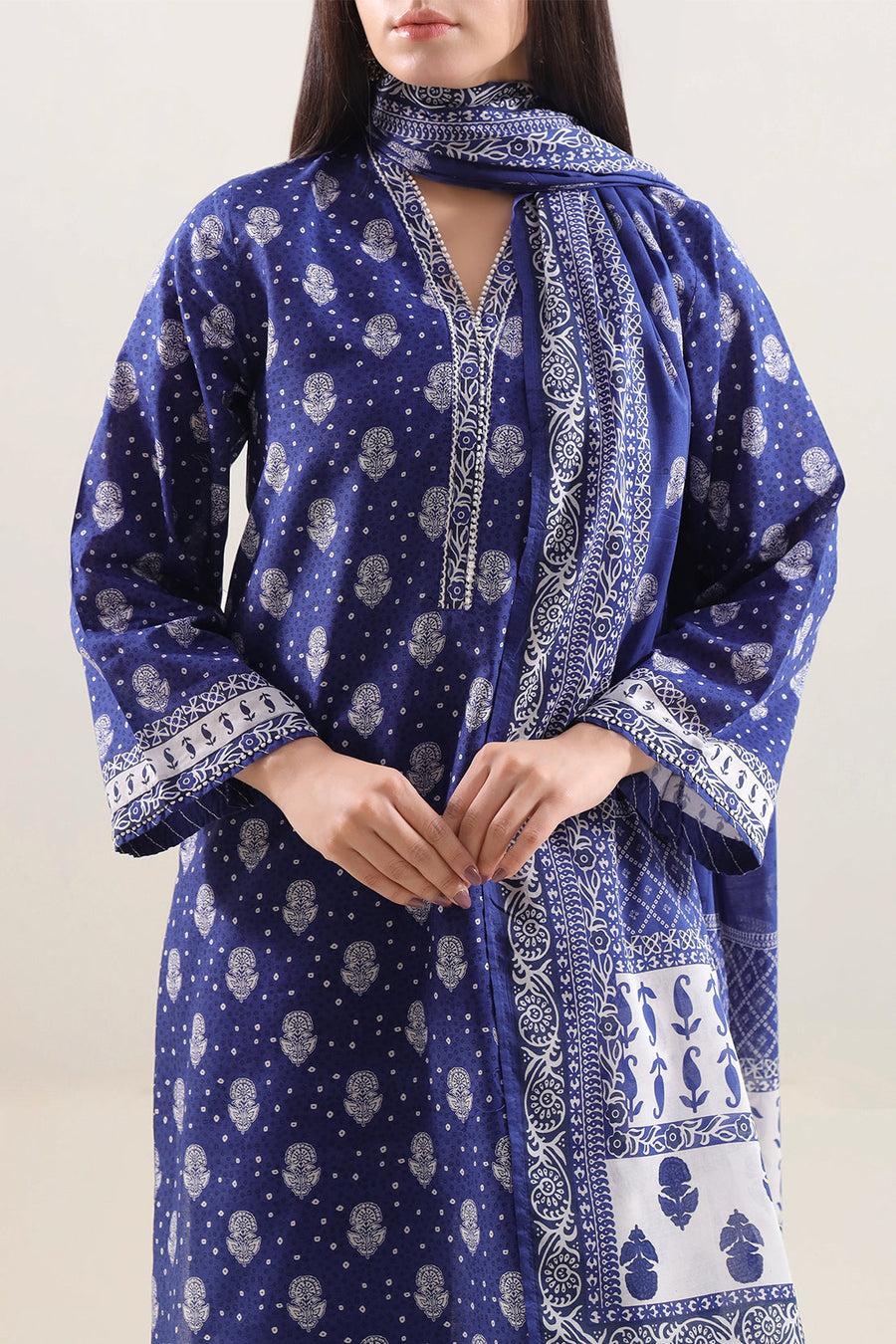 Printed Embroidered Stitched Lawn 3 Piece - Pehnaawaa