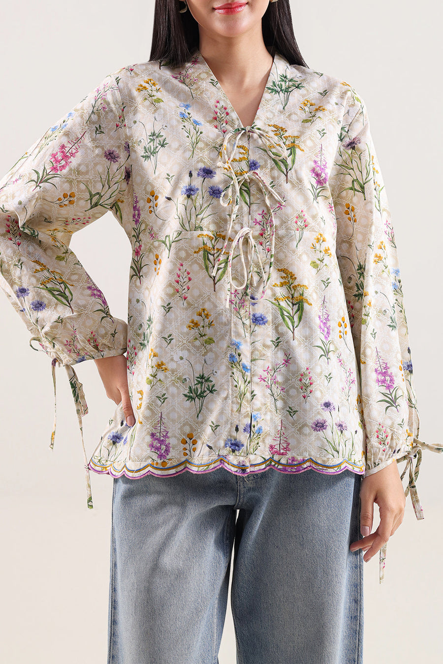 Printed Strip Lawn Stitched Shirt - Pehnaawaa